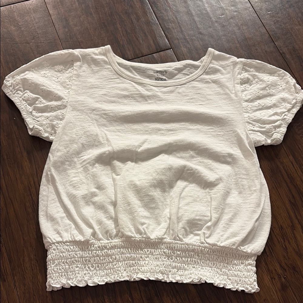 White Kids' Top with Lace Sleeves